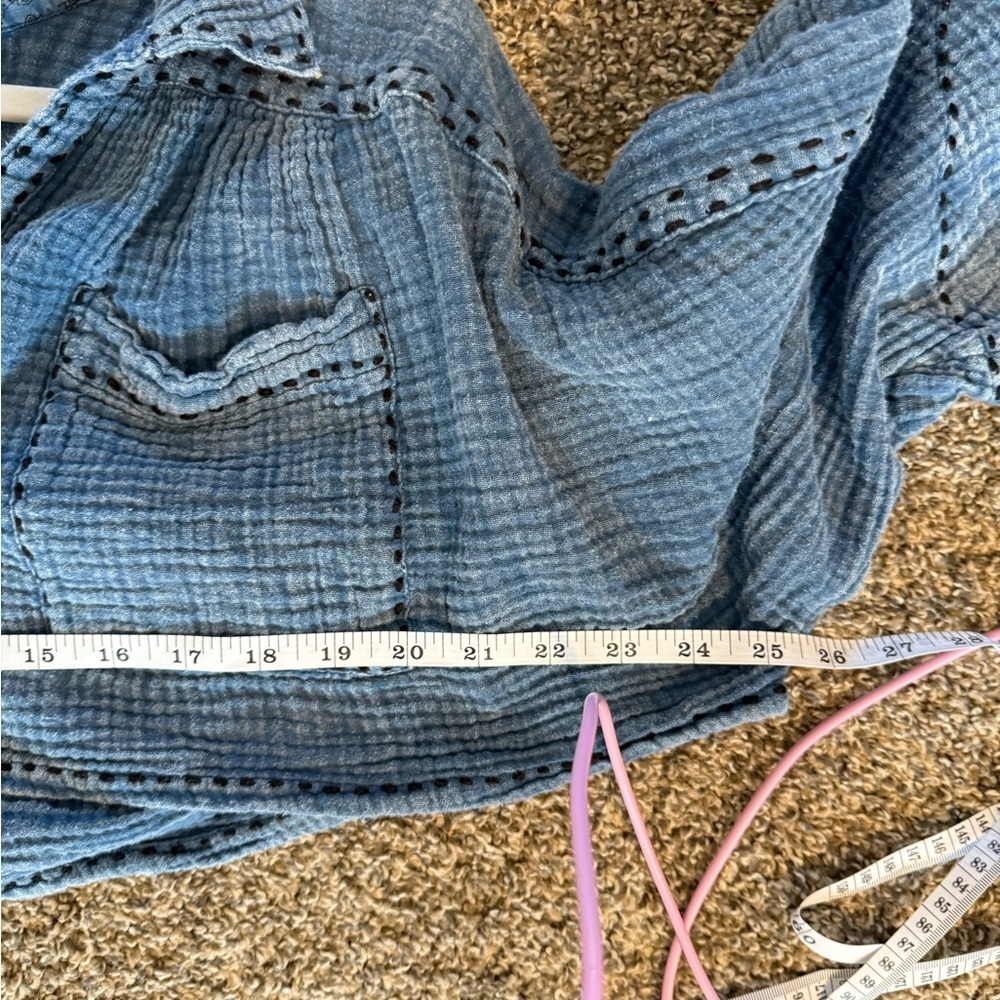 Free People Light Blue Textured Top - Picture 4 of 5
